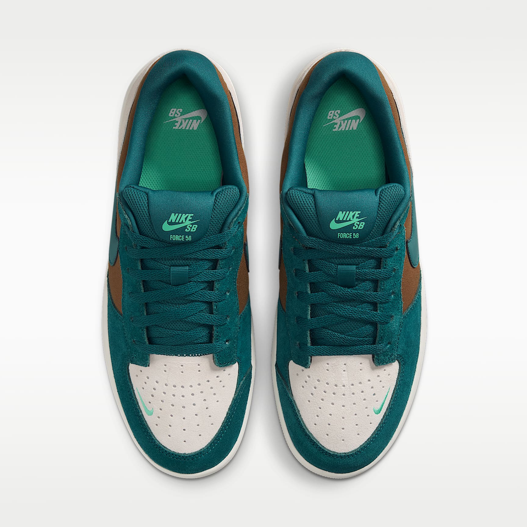 Nike SB Force 58 Skateboardschuh – Mosswood Brown/Light Orewood Brown/Sail/Geode Teal