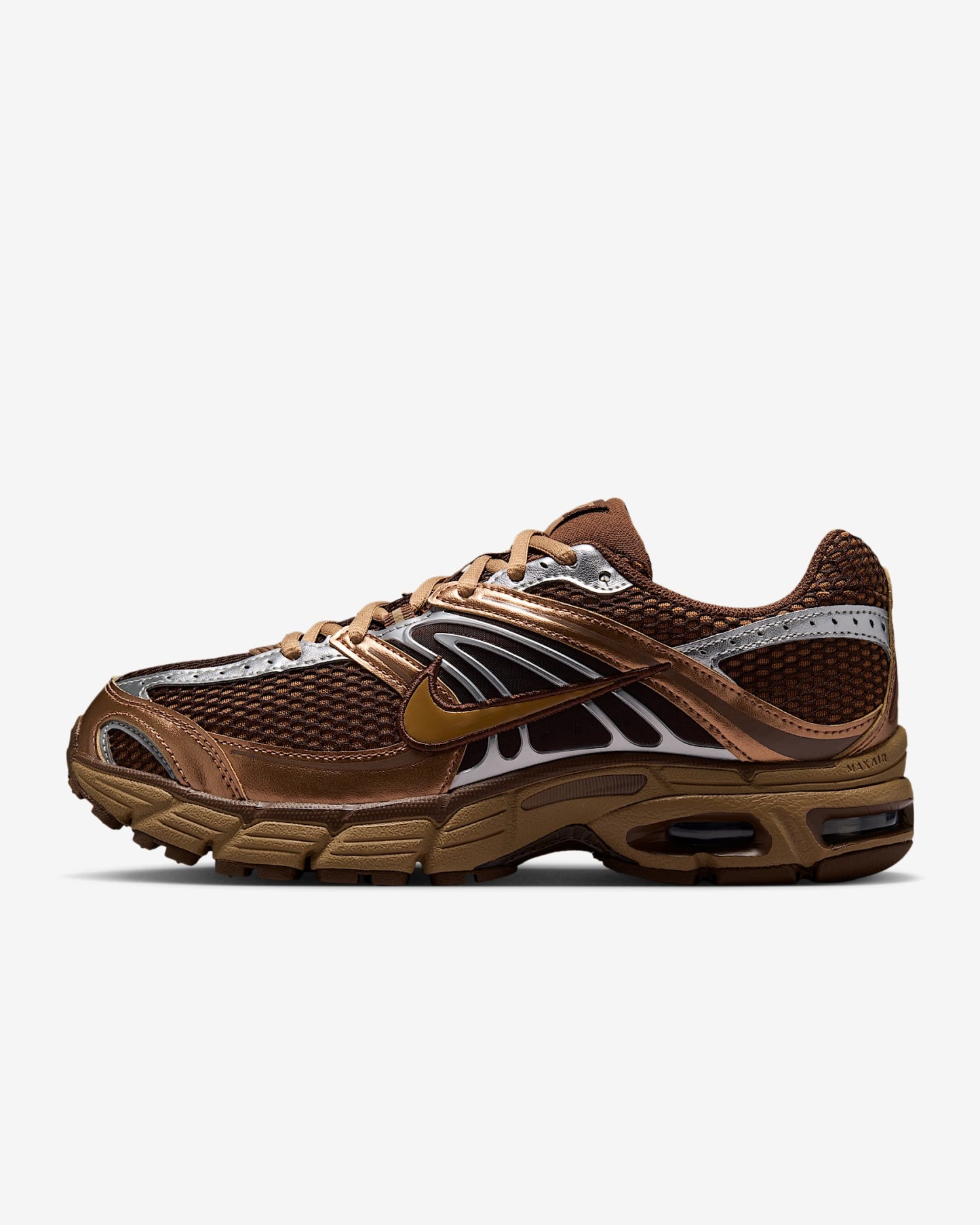 Nike Air Max Moto 2K Schuh mit reflektierenden Akzenten (Damen) – Light British Tan/Cacao Wow/Metallic Silver/Dark Driftwood