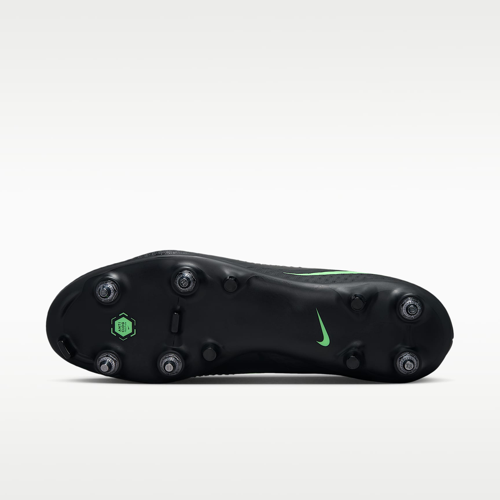 Nike Phantom 6 Low Academy Fußballschuh für weichen Rasen – Schwarz/Schwarz/Illusion Green