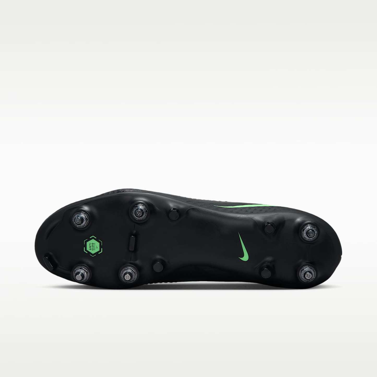 Nike Phantom 6 Low Academy Fußballschuh für weichen Rasen – Schwarz/Schwarz/Illusion Green