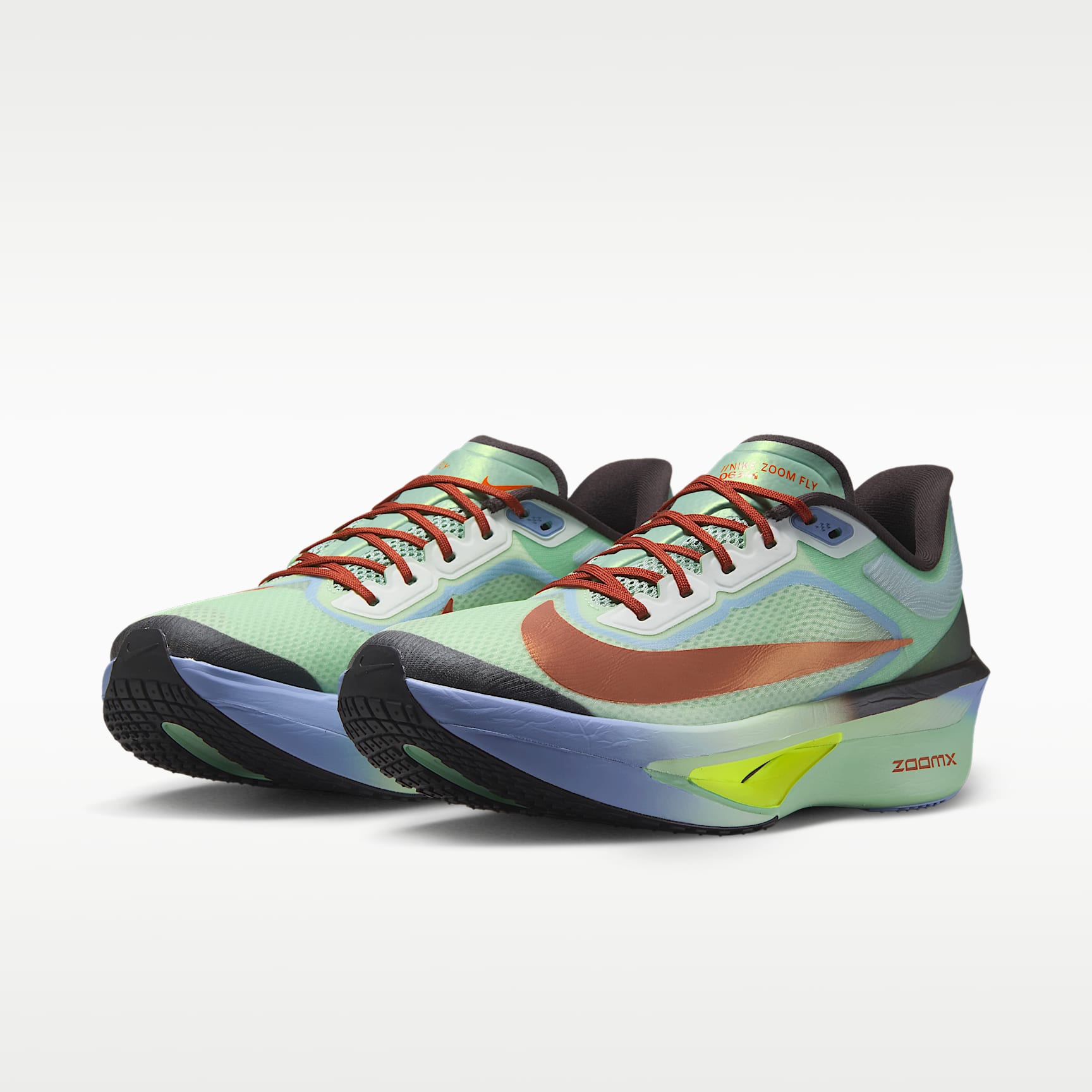 Nike Zoom Fly 6 Straßenlaufschuh für Wettkämpfe (Herren) – Steam/Frosted Spruce/Purple Fade/Rugged Orange
