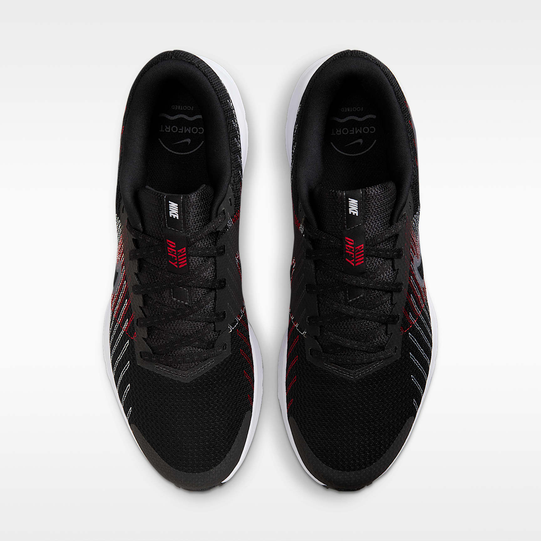 Nike Run Defy Straßenlaufschuh (Herren) – Schwarz/University Red/Weiß/Cool Grey