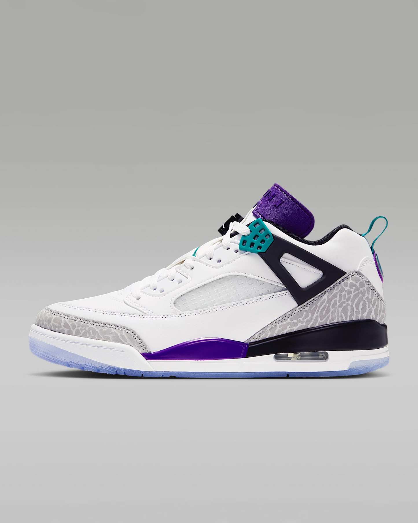Jordan Spizike Low Herrenschuh – Weiß/Court Purple/Light Smoke Grey/Rio Teal