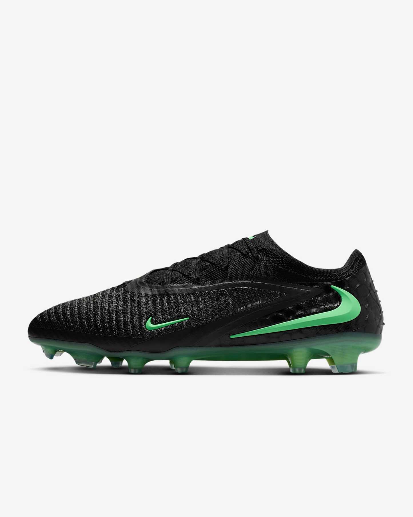 Nike Phantom 6 Low Elite Fußballschuh für normalen Rasen – Schwarz/Schwarz/Illusion Green