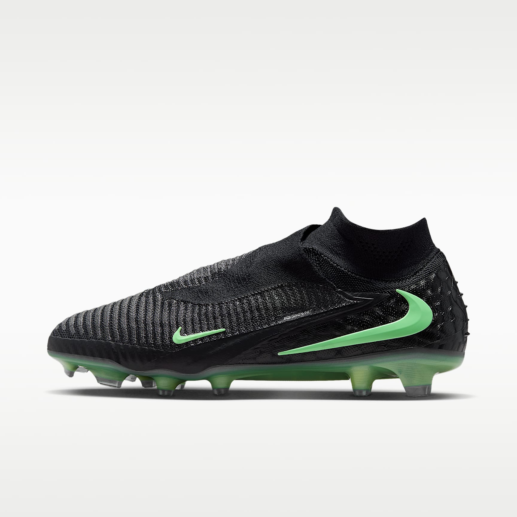 Nike Phantom 6 High Elite Fußballschuh für normalen Rasen – Schwarz/Schwarz/Illusion Green