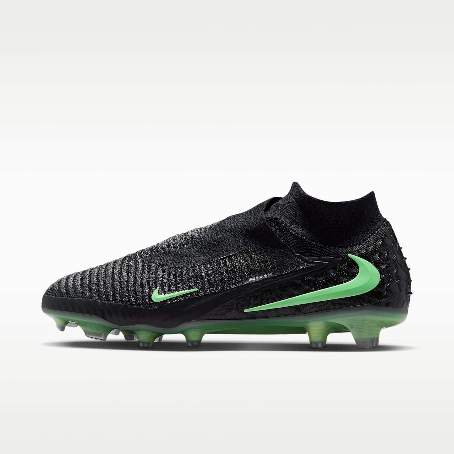 Nike Phantom 6 High Elite Fußballschuh für normalen Rasen – Schwarz/Schwarz/Illusion Green