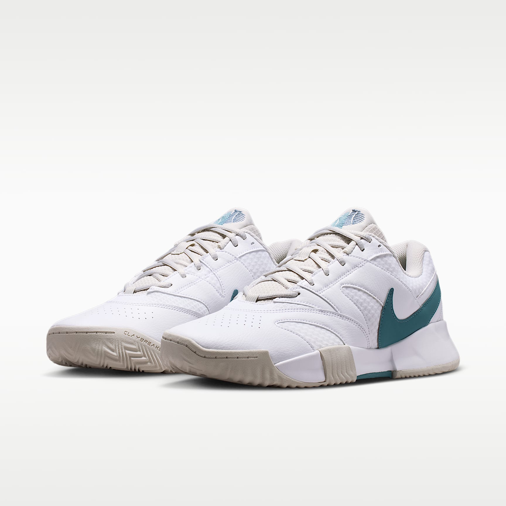 NikeCourt Lite 4 Herren-Tennisschuh für Sandplätze – Weiß/Light Bone/New Slate/Smokey Blue
