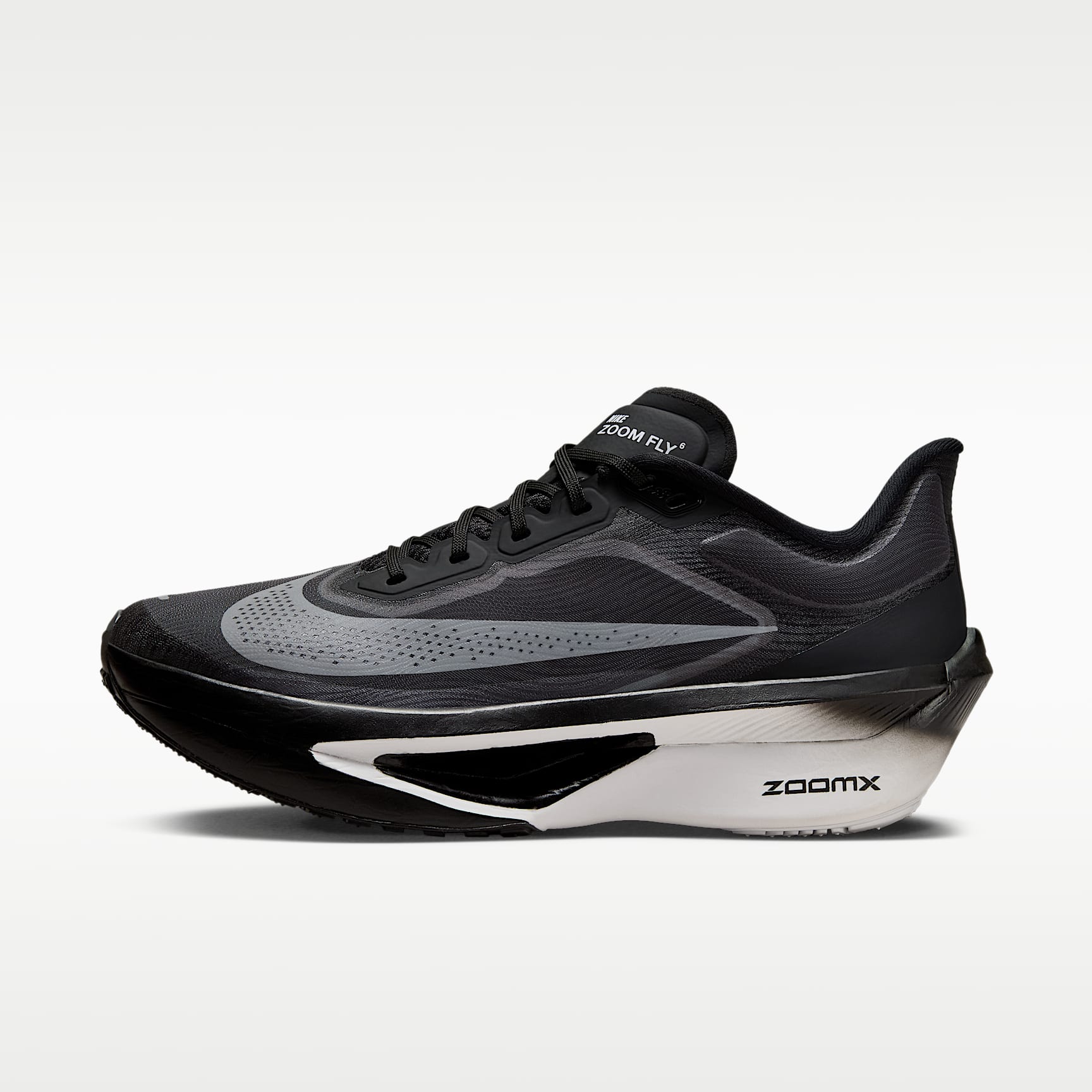 Nike Zoom Fly 6 Straßenlaufschuh für Wettkämpfe (Damen) – Schwarz/Light Smoke Grey/Weiß