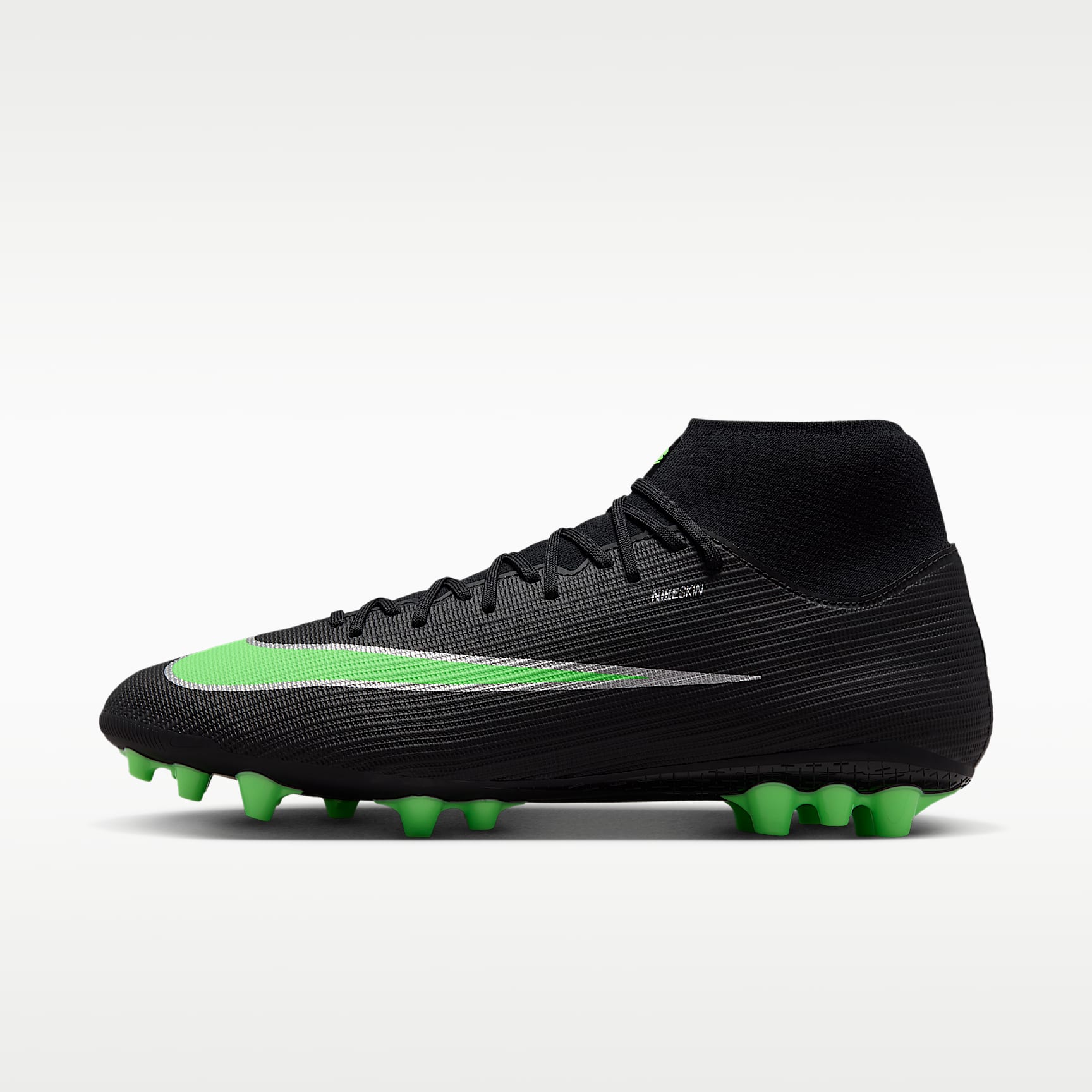 Nike Mercurial Superfly 11 Academy High-Top-Fußballschuh für Kunstrasen – Schwarz/Schwarz/Illusion Green