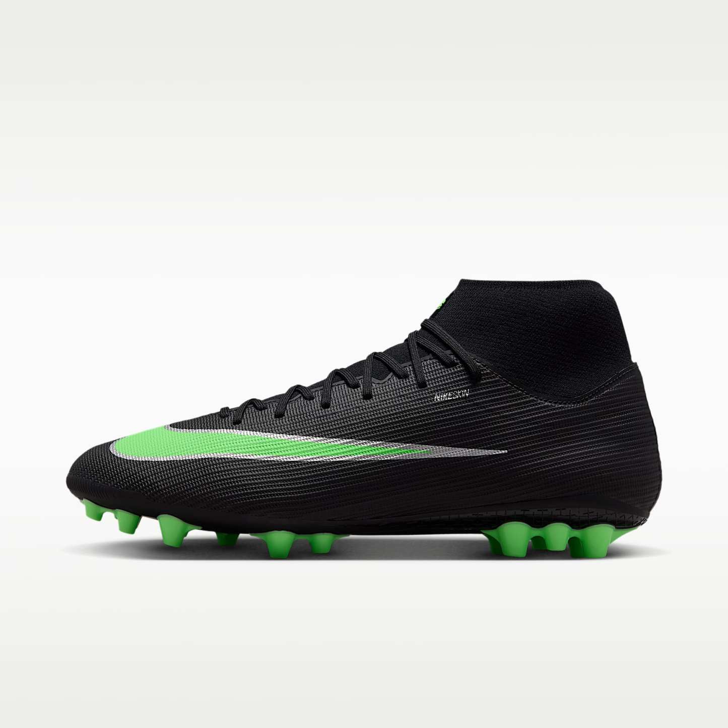 Nike Mercurial Superfly 11 Academy High-Top-Fußballschuh für Kunstrasen – Schwarz/Schwarz/Illusion Green
