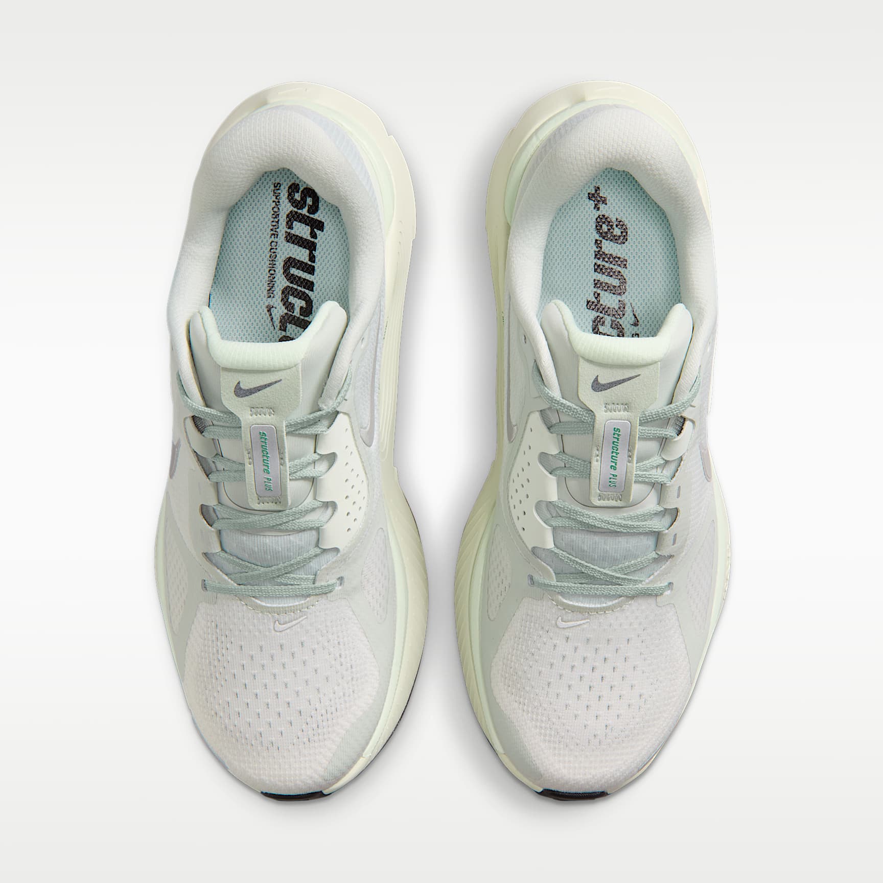 Nike Structure Plus Straßenlaufschuh (Damen) – Light Silver/Coconut Milk/Barely Green/Metallic Silver