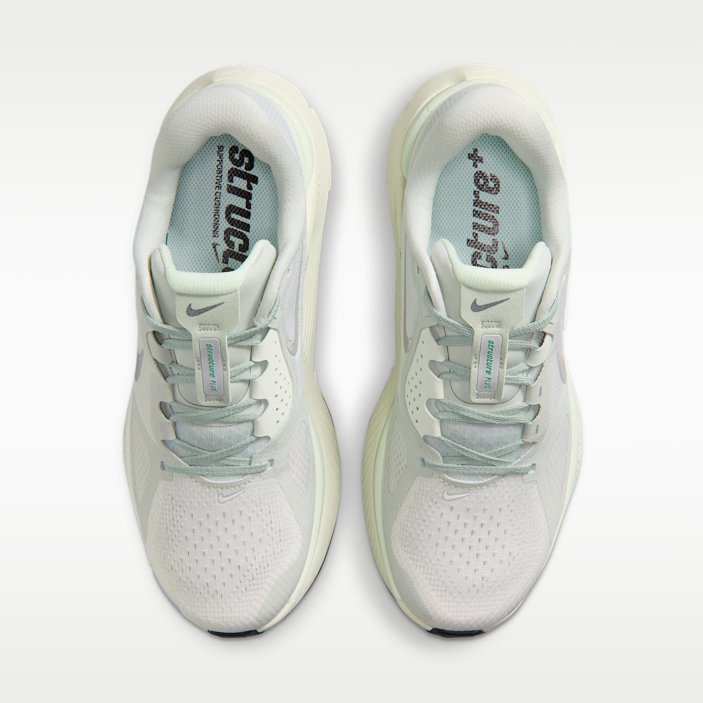 Nike Structure Plus Straßenlaufschuh (Damen) – Light Silver/Coconut Milk/Barely Green/Metallic Silver