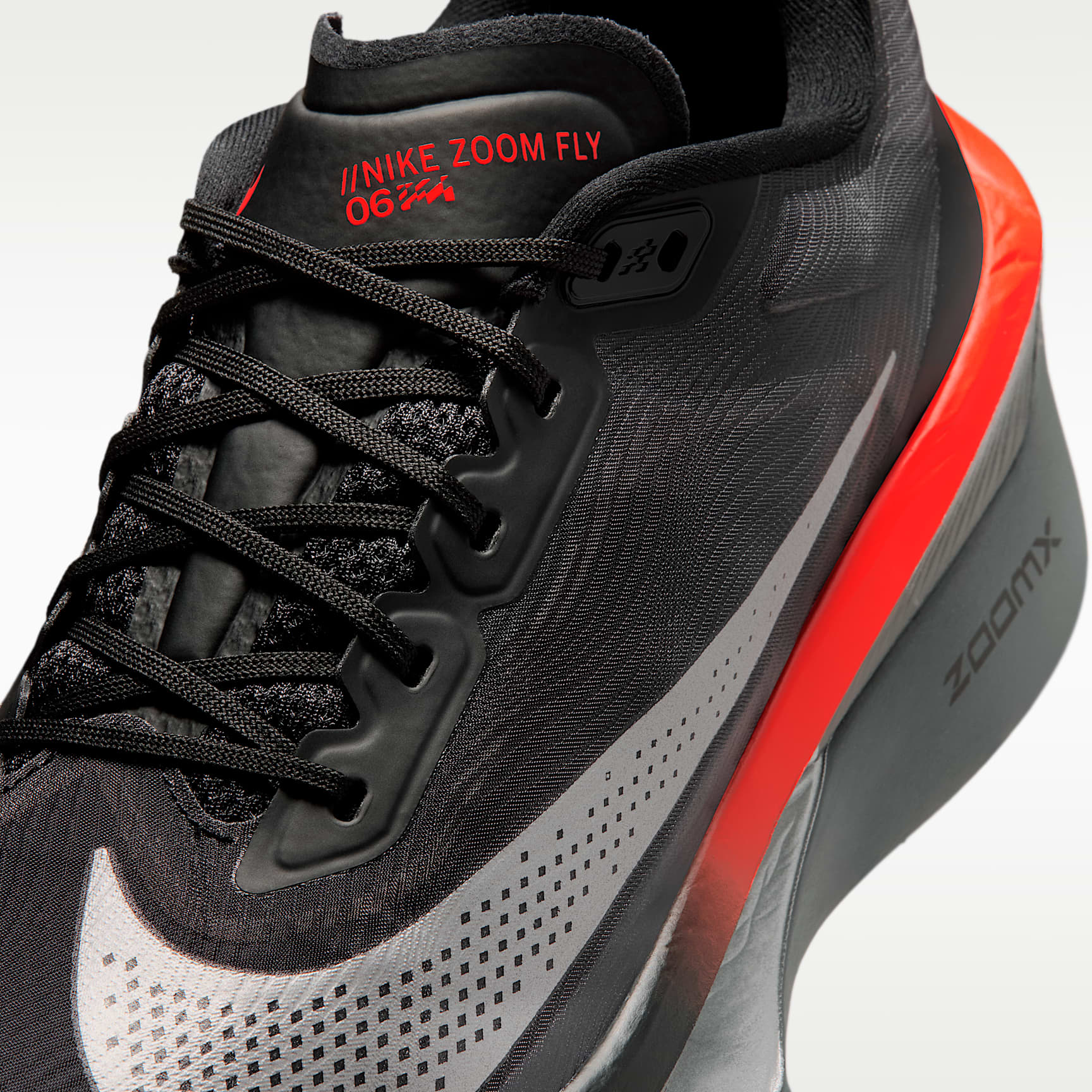 Nike Zoom Fly 6 Straßenlaufschuh für Wettkämpfe (Herren) – Schwarz/Bright Crimson/Wolf Grey/Metallic Silver