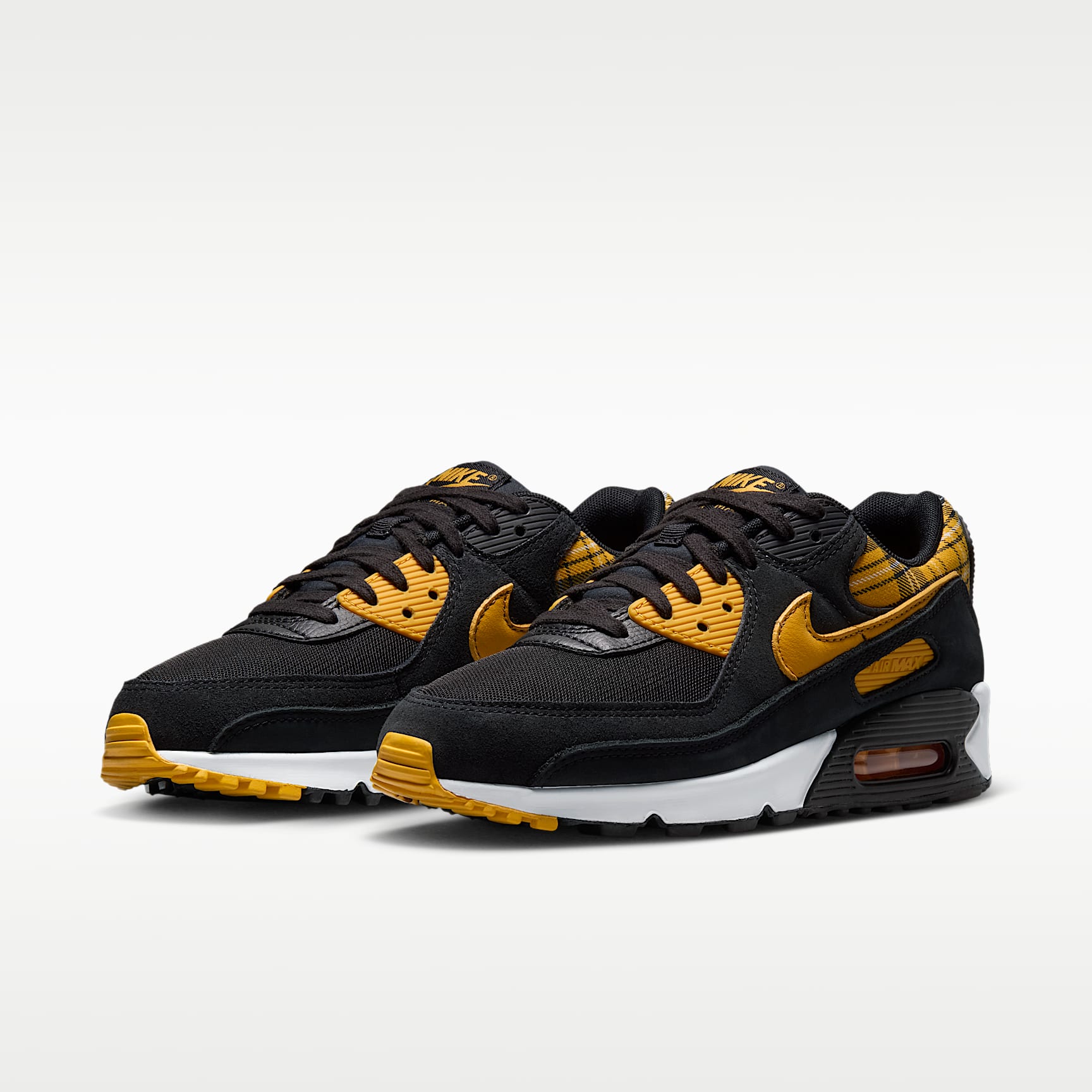 Nike Air Max 90 "Plaid" Schuh (Damen) – Schwarz/Weiß/Yellow Ochre