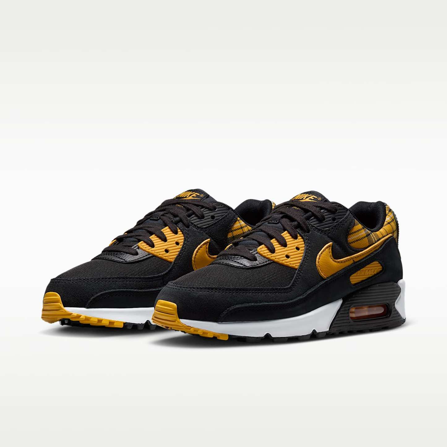 Nike Air Max 90 "Plaid" Schuh (Damen) – Schwarz/Weiß/Yellow Ochre