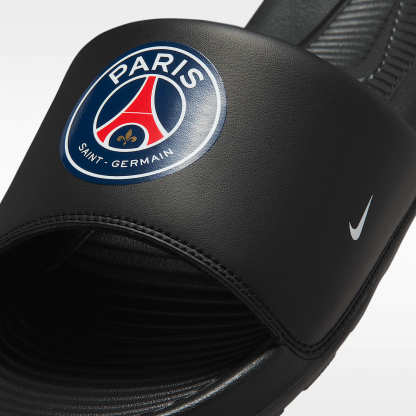 Paris Saint-Germain Victori One Nike Fußball-Slides (Herren) – Schwarz/Multi-Color/Weiß