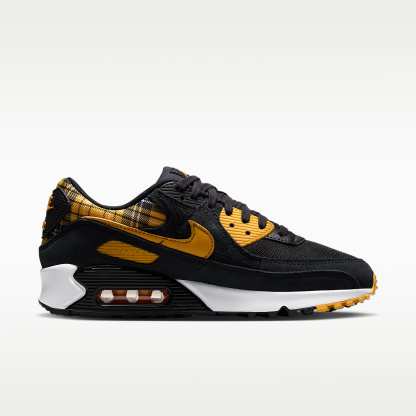 Nike Air Max 90 "Plaid" Schuh (Damen) – Schwarz/Weiß/Yellow Ochre