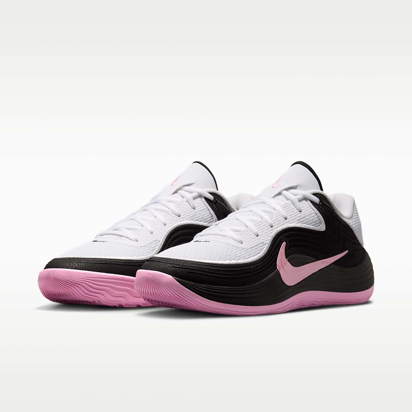 Nike Precision 8 Low Basketballschuh (Herren) – Weiß/Schwarz/Pink Rise/Pink Rise