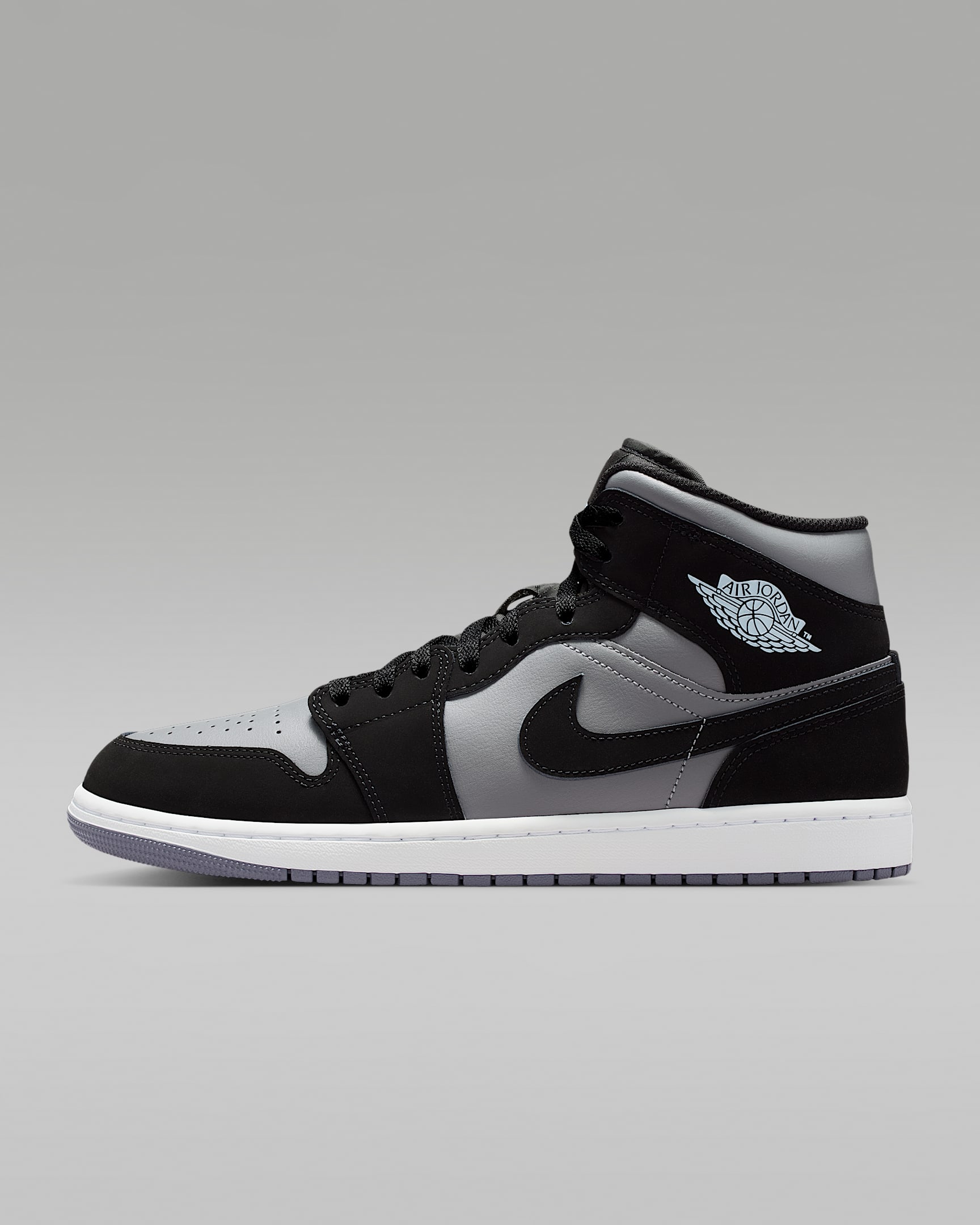 Air Jordan 1 Mid Schuh (Herren) – Schwarz/Cool Grey/Light Armory Blue/Schwarz