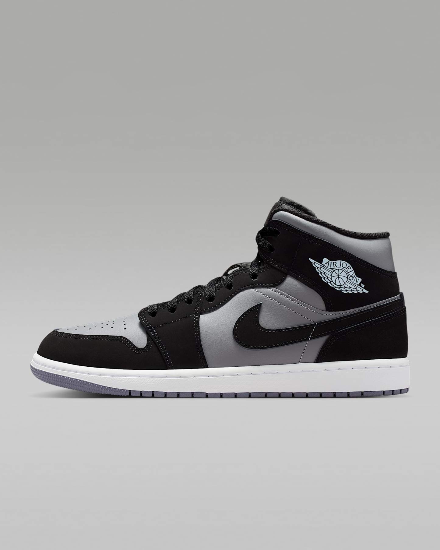 Air Jordan 1 Mid Schuh (Herren) – Schwarz/Cool Grey/Light Armory Blue/Schwarz