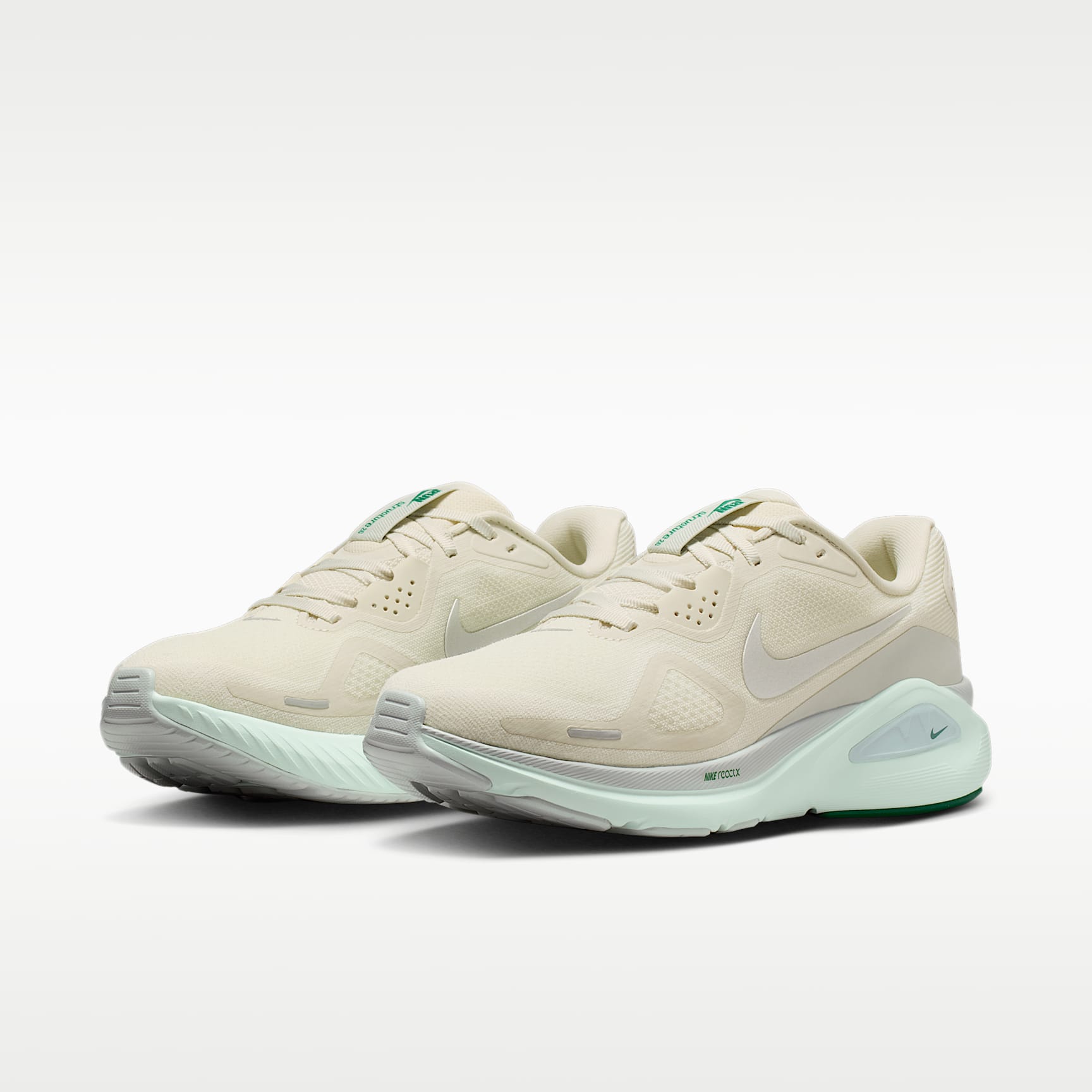 Nike Structure 26 Straßenlaufschuh (Damen) – Sea Glass/Light Silver/Barely Green/Metallic Silver