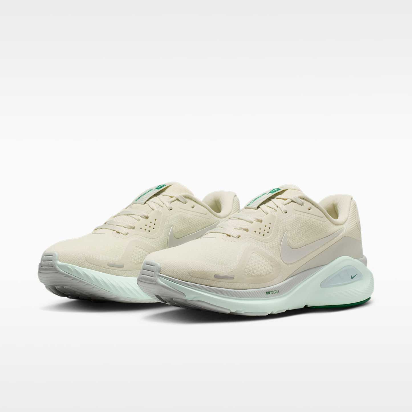 Nike Structure 26 Straßenlaufschuh (Damen) – Sea Glass/Light Silver/Barely Green/Metallic Silver