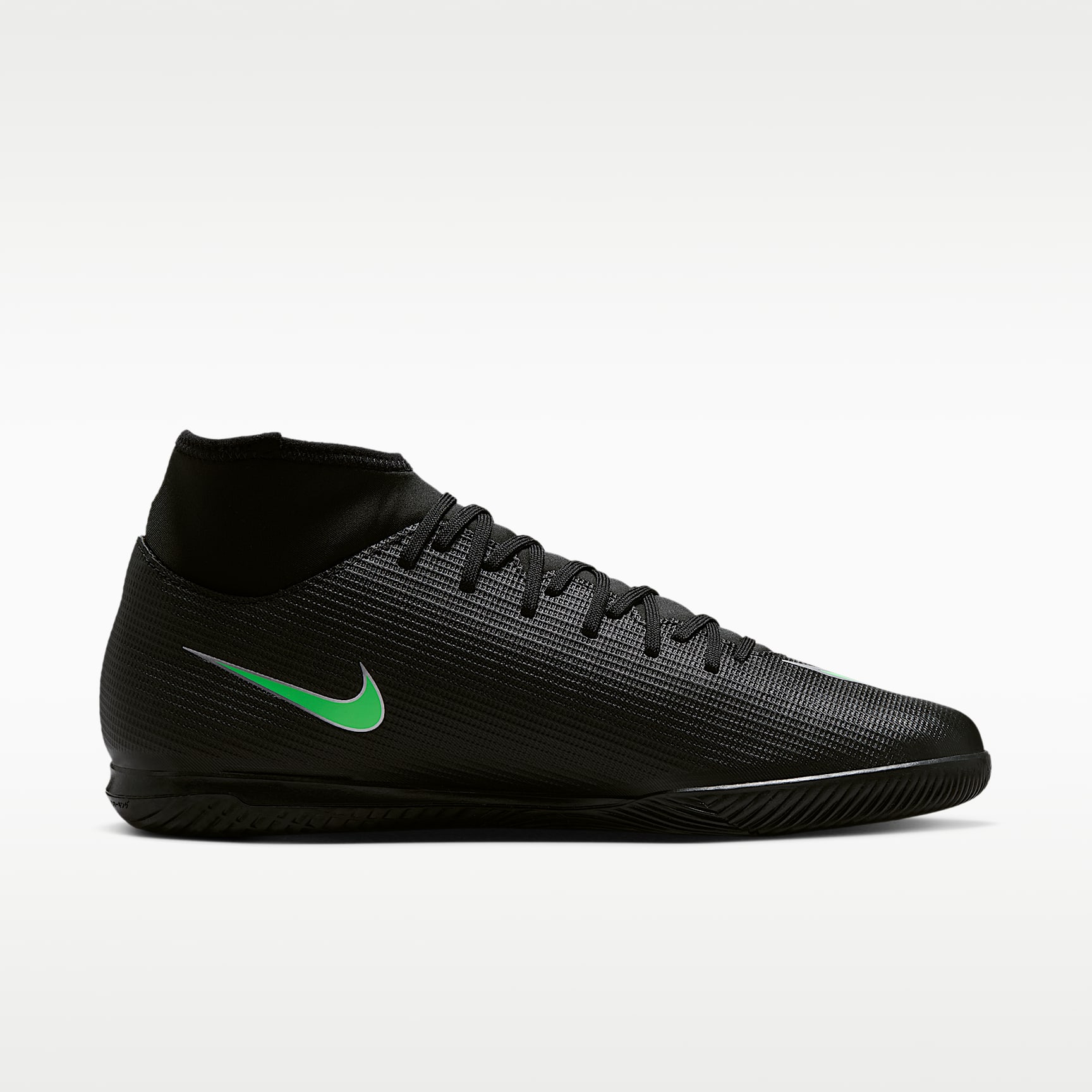 Nike Mercurial Superfly 11 Club High-Top-Fußballschuh für Hallen- und Hartplätze – Schwarz/Schwarz/Illusion Green