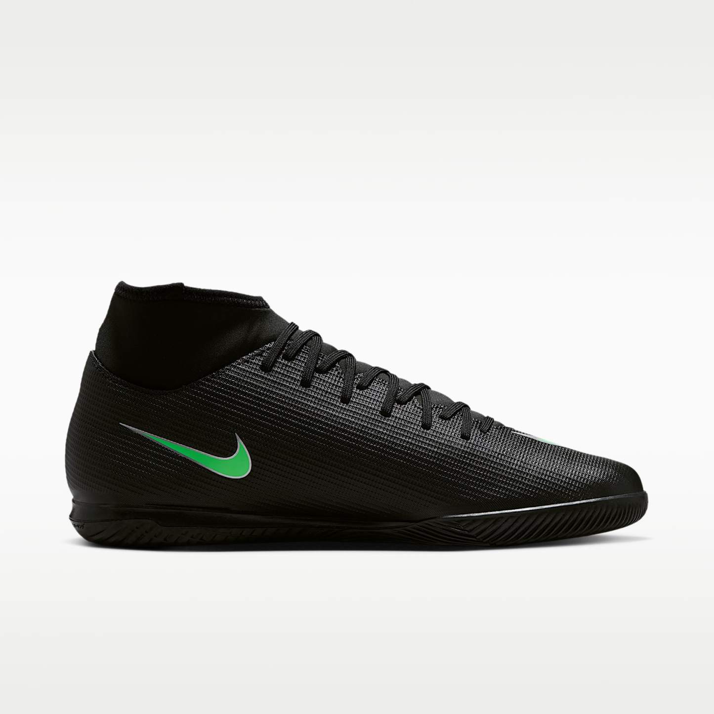 Nike Mercurial Superfly 11 Club High-Top-Fußballschuh für Hallen- und Hartplätze – Schwarz/Schwarz/Illusion Green