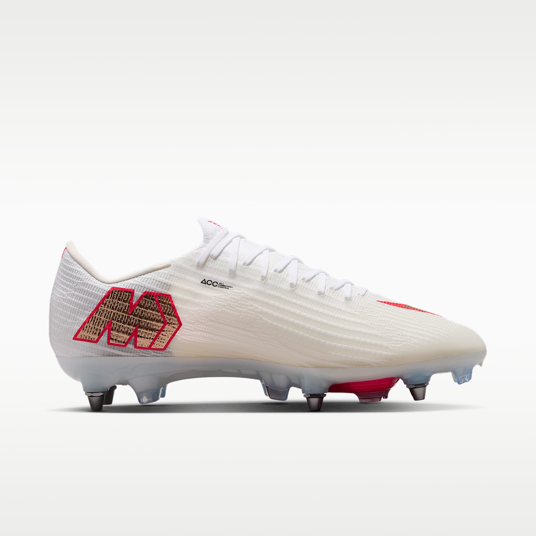 Nike Mercurial Superfly 11 Elite Low-Top-Fußballschuh für weichen Rasen – Weiß/Bright Crimson/Blur