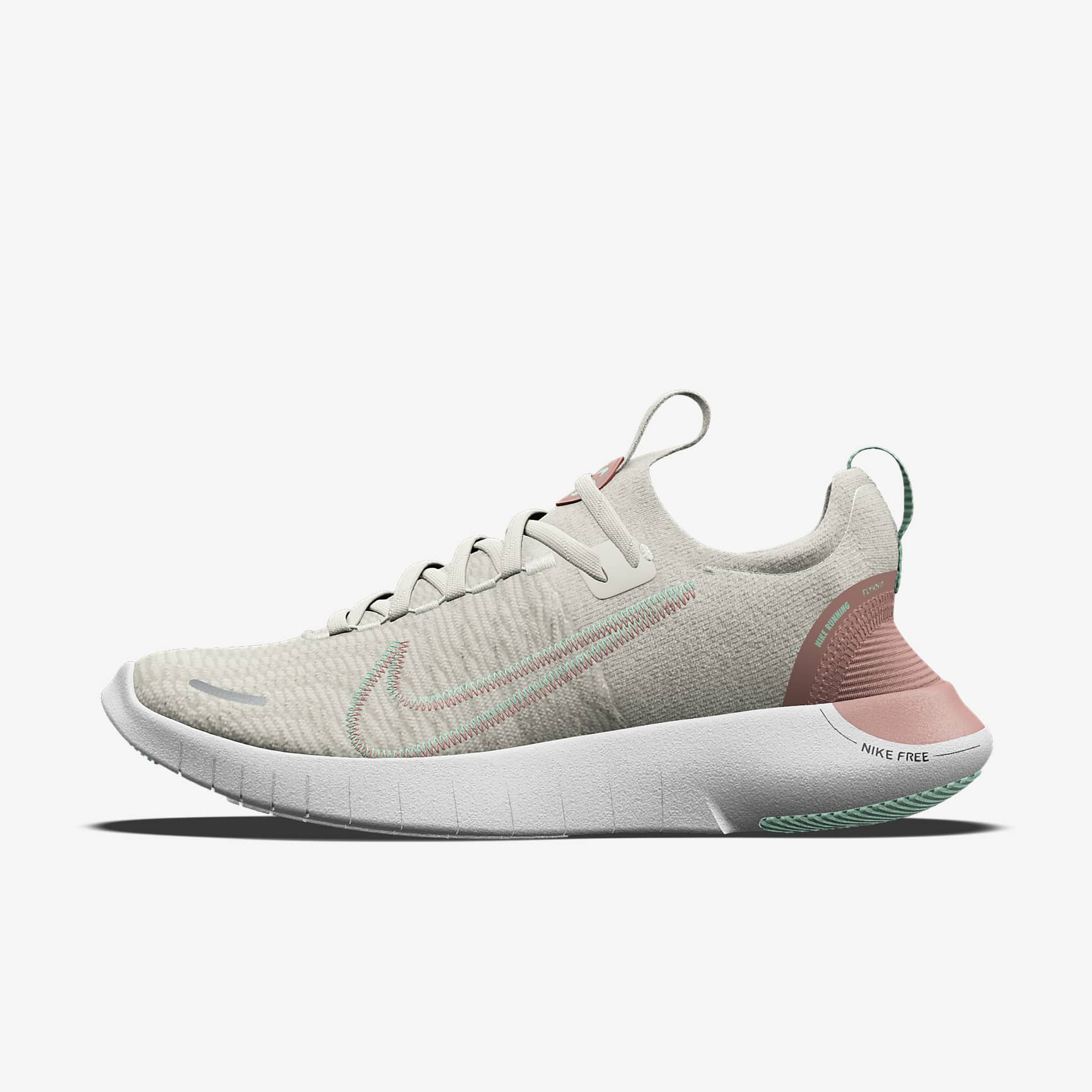 Nike Free RN By You personalisierbarer Straßenlaufschuh für Herren – Weiß/Platinum Tint/Weiß [3056644739]