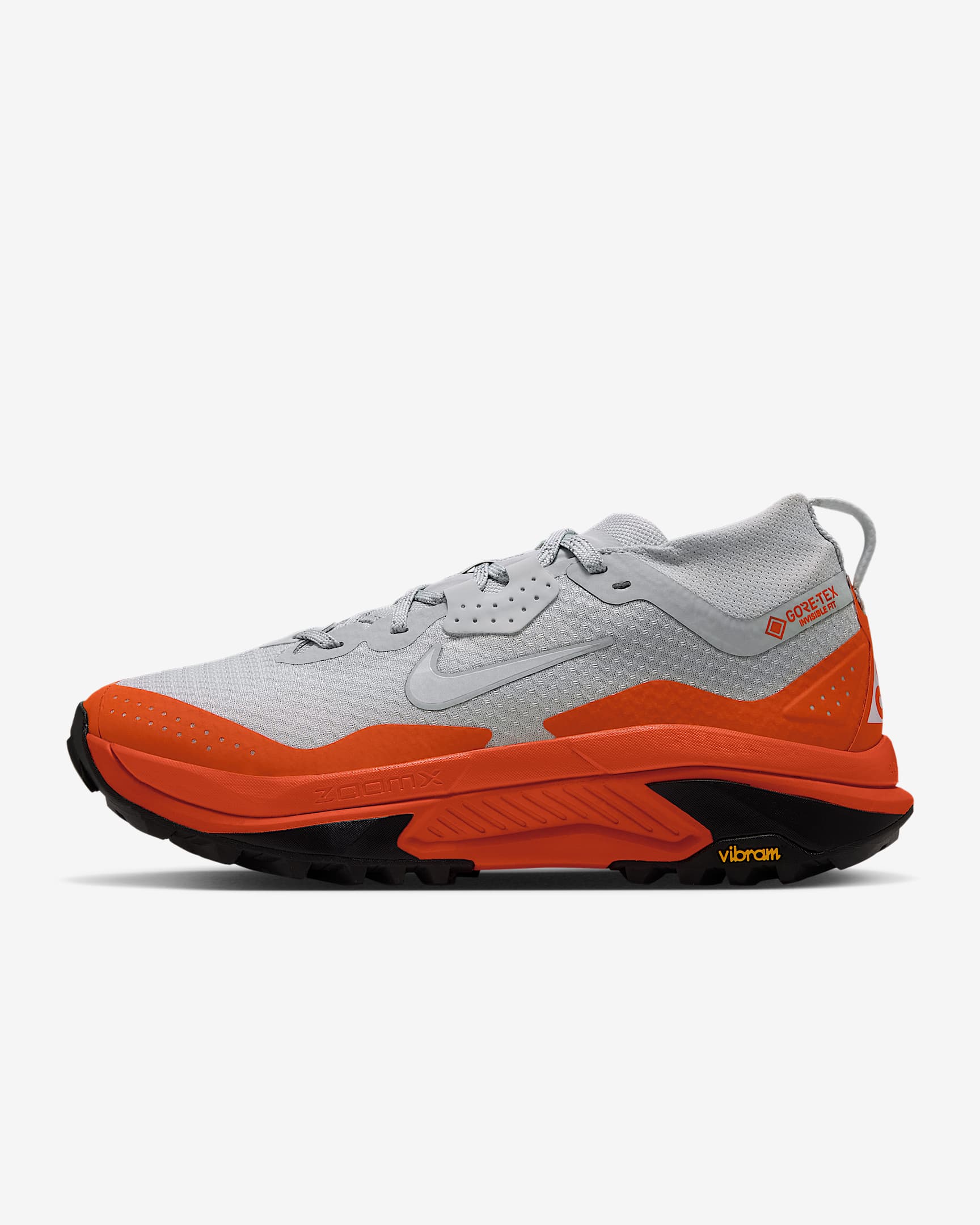 ACG Zegama Trail GORE-TEX wasserdichter Traillaufschuh (Damen) – Light Silver/Safety Orange/Schwarz/Summit White