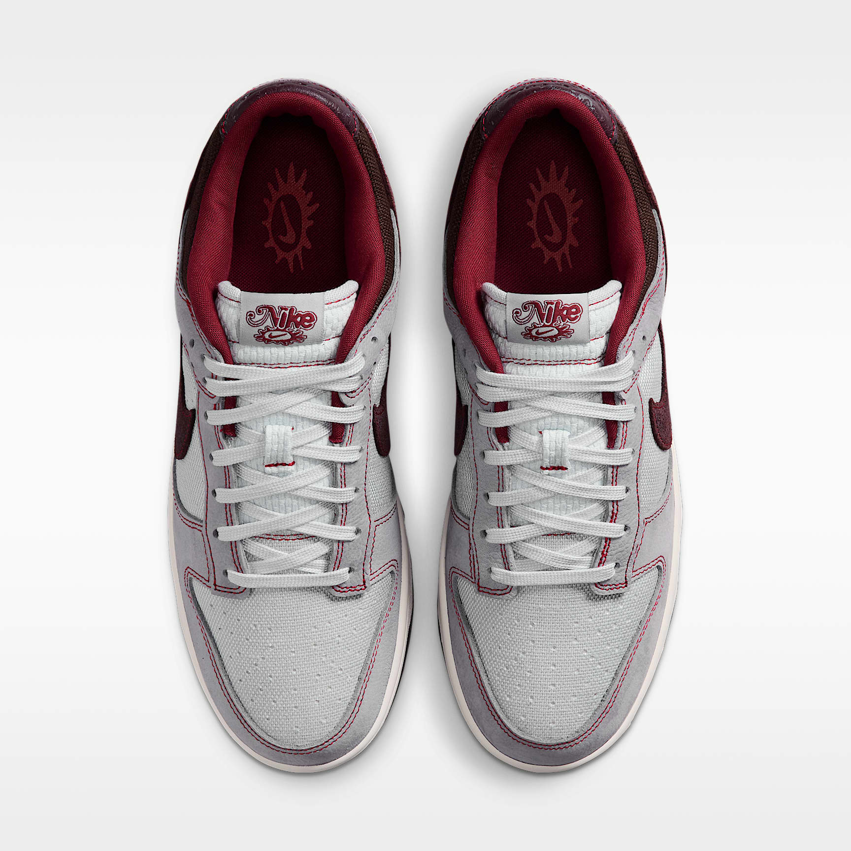 Nike Dunk Low Retro SE Schuh (Herren) – Pure Platinum/Wolf Grey/Team Red/Burgundy Crush