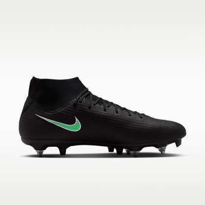 Nike Mercurial Superfly 11 Academy High-Top-Fußballschuh für weichen Rasen – Schwarz/Schwarz/Illusion Green