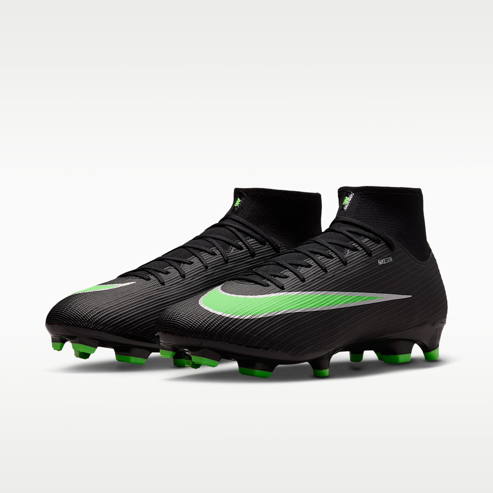 Nike Mercurial Superfly 11 Academy High-Top-Fußballschuh für verschiedene Böden – Schwarz/Schwarz/Illusion Green