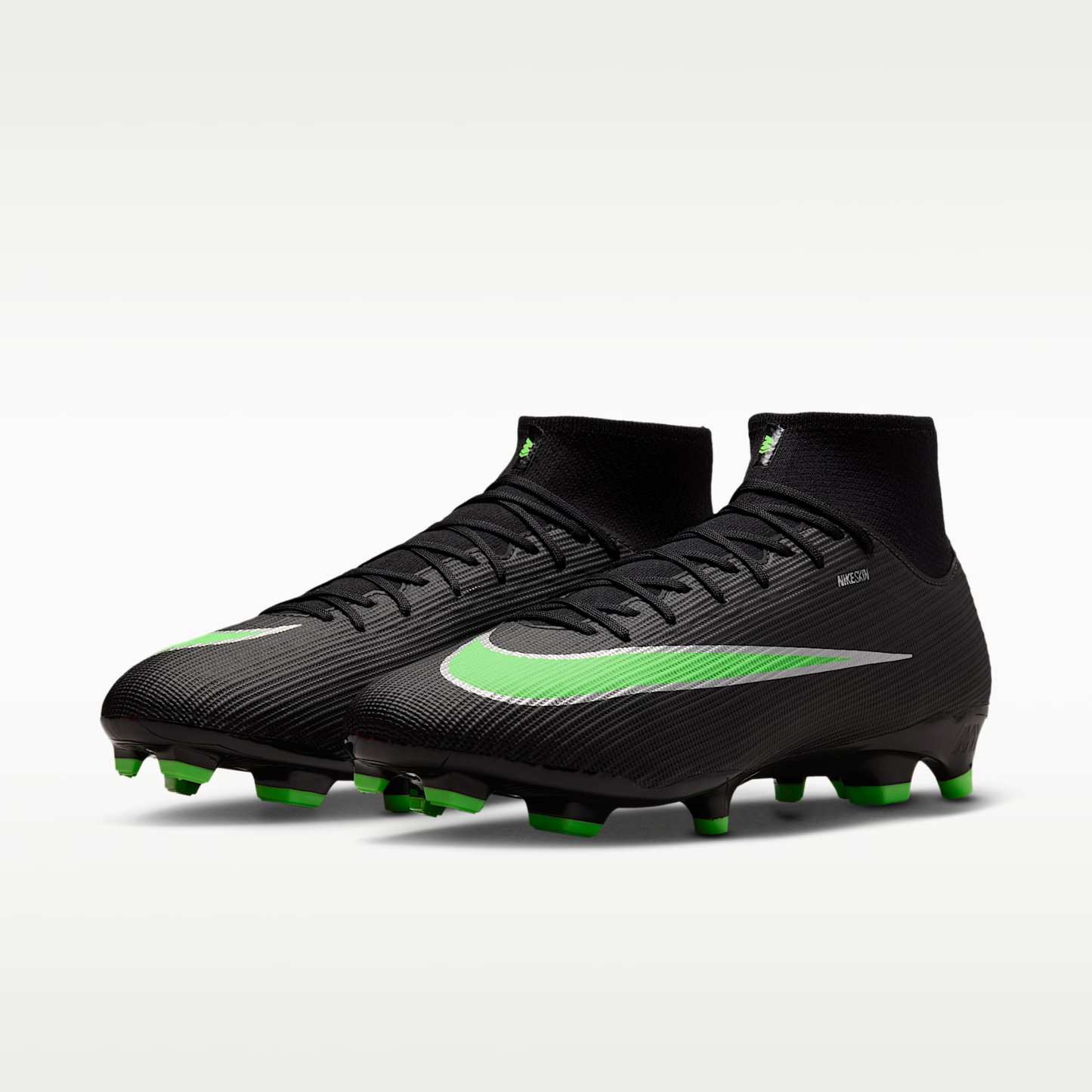 Nike Mercurial Superfly 11 Academy High-Top-Fußballschuh für verschiedene Böden – Schwarz/Schwarz/Illusion Green