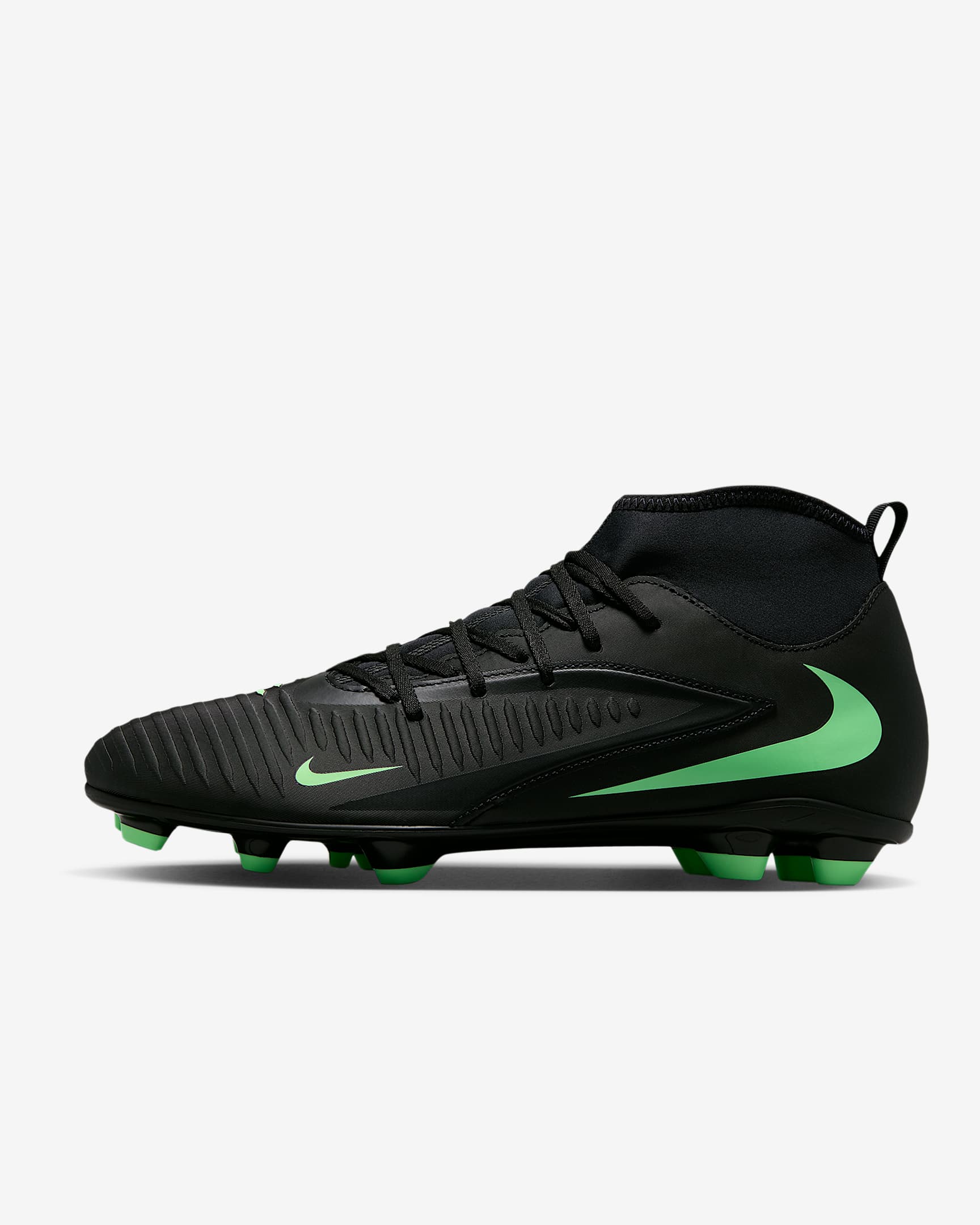 Nike Phantom 6 High Club Fußballschuh für verschiedene Böden – Schwarz/Schwarz/Illusion Green