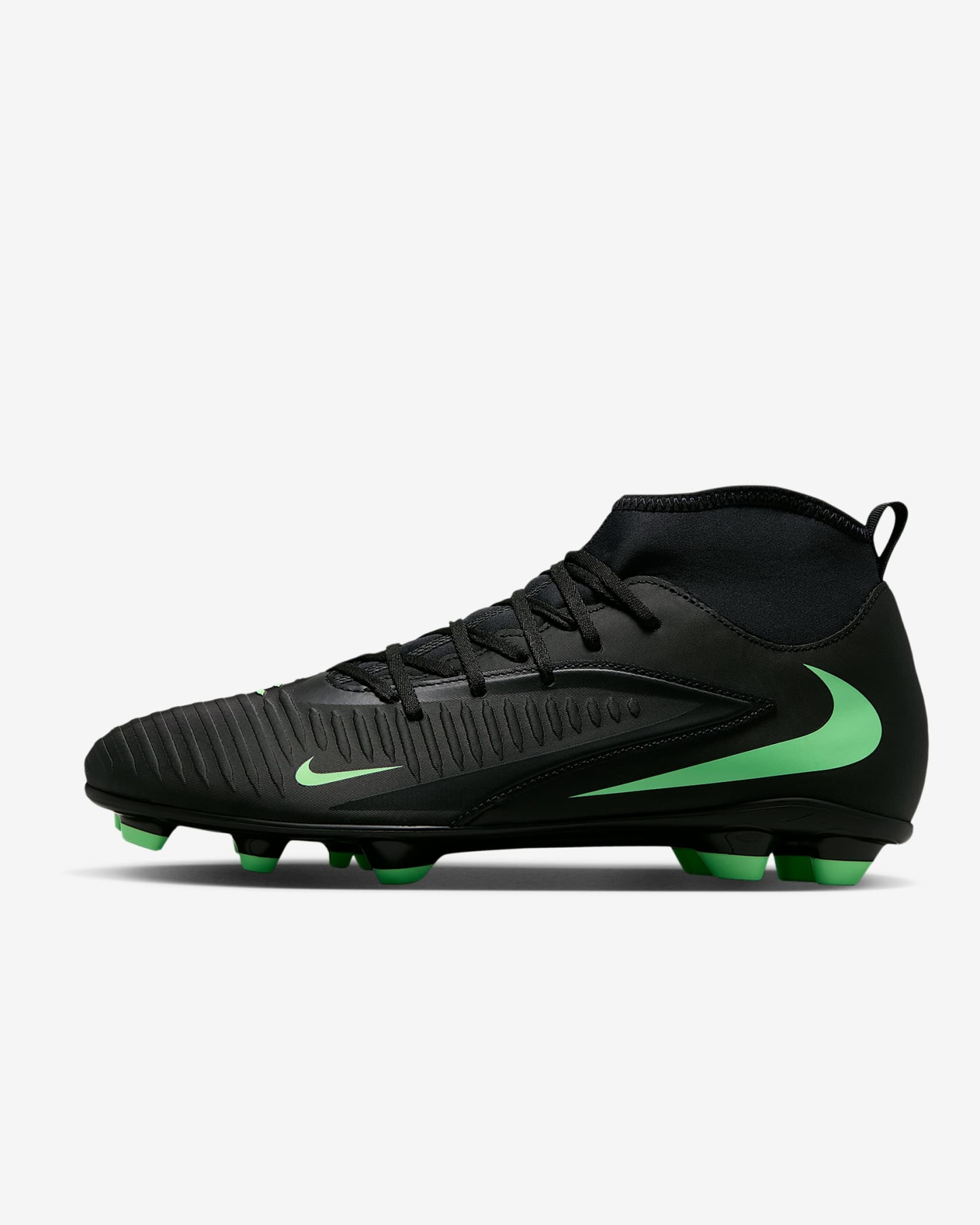 Nike Phantom 6 High Club Fußballschuh für verschiedene Böden – Schwarz/Schwarz/Illusion Green
