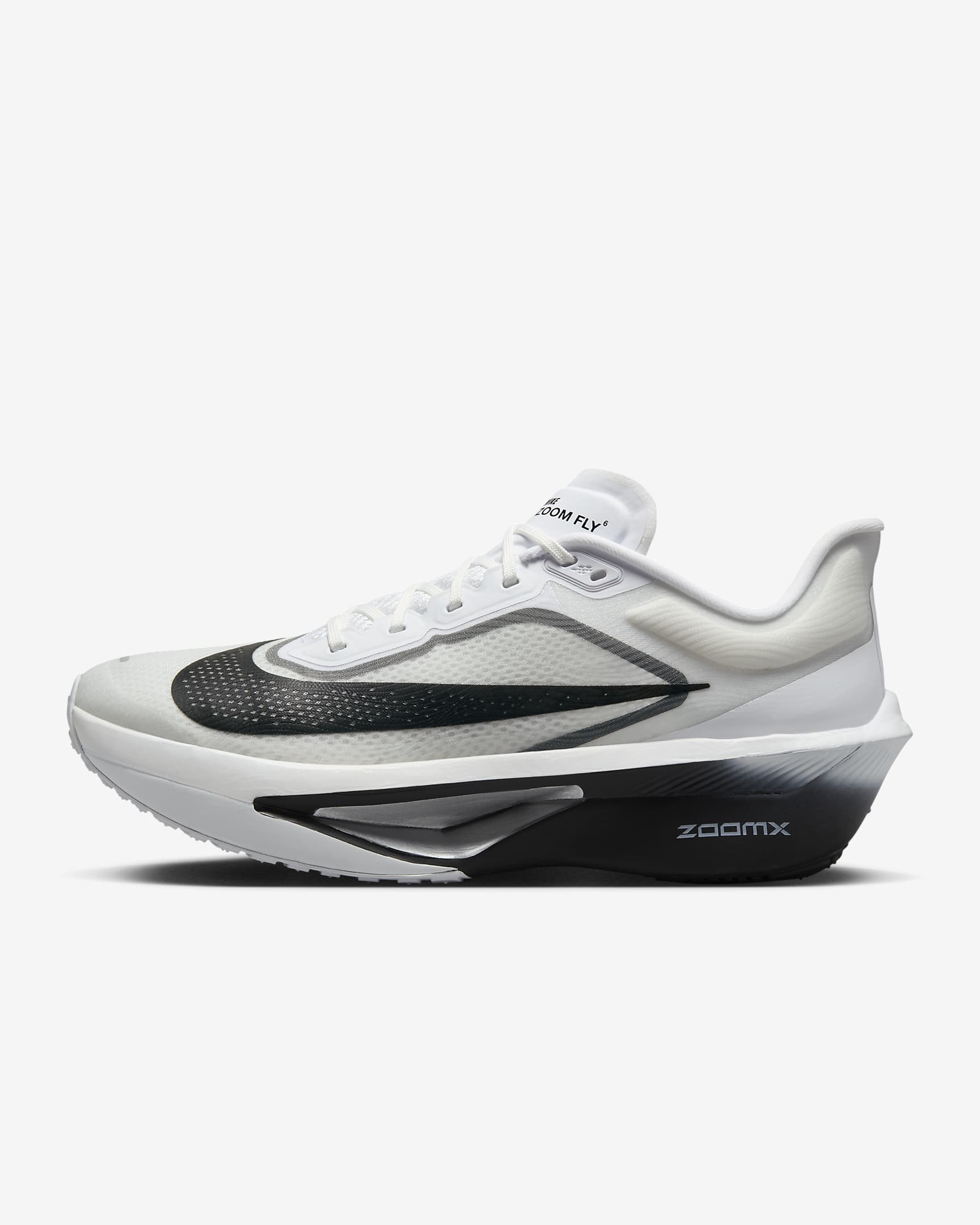 Nike Zoom Fly 6 Straßenlaufschuh für Wettkämpfe (Herren) – Weiß/Smoke Grey/Metallic Silver/Schwarz
