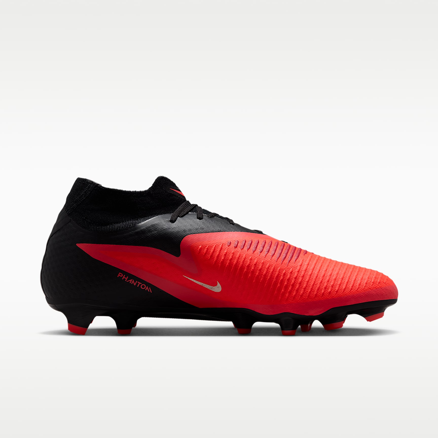 Nike Phantom 6 High Academy Fußballschuh für verschiedene Böden – Bright Crimson/Schwarz/Blur