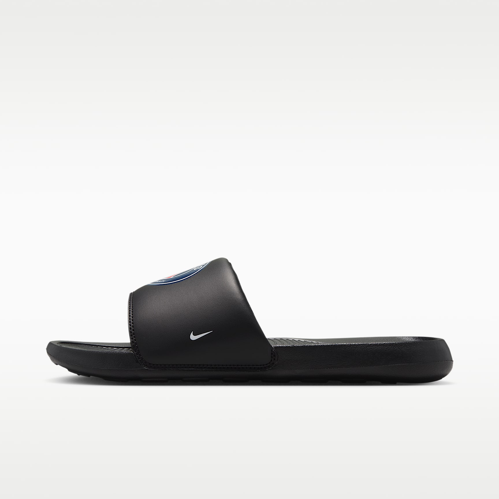 Paris Saint-Germain Victori One Nike Fußball-Slides (Herren) – Schwarz/Multi-Color/Weiß