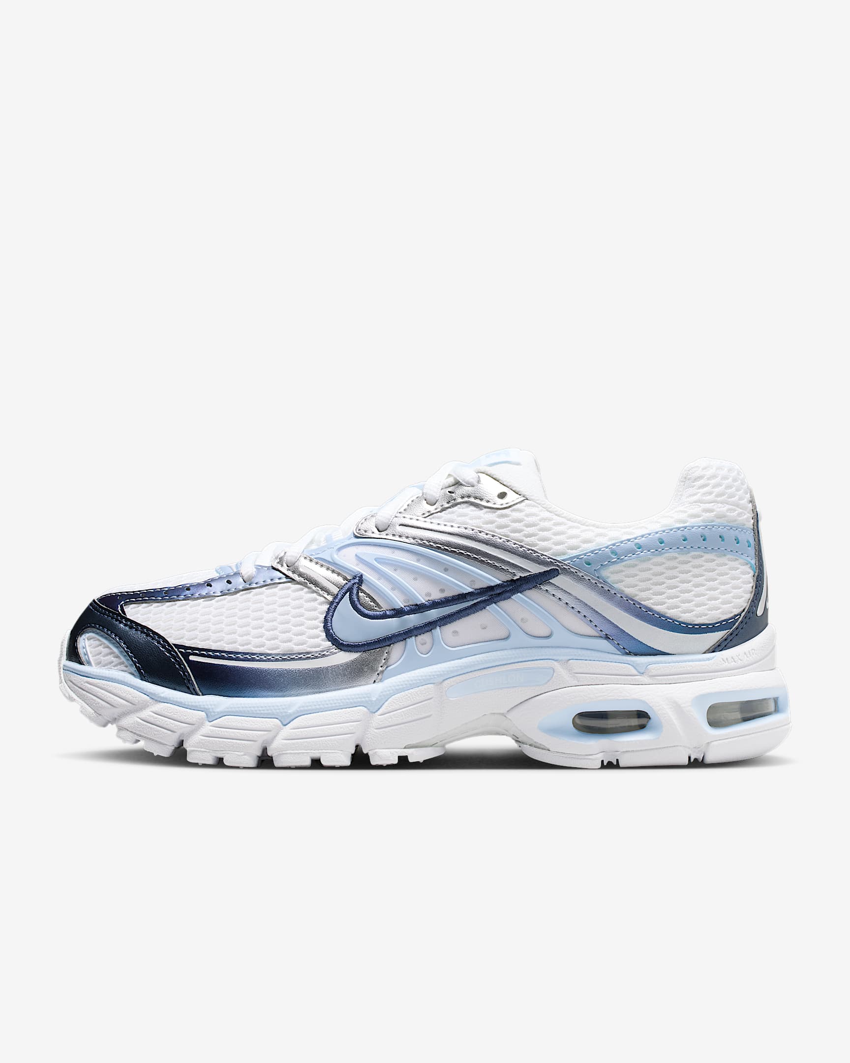 Nike Air Max Moto 2K Schuh (Damen) – Weiß/Metallic Silver/Midnight Navy/Hydrogen Blue