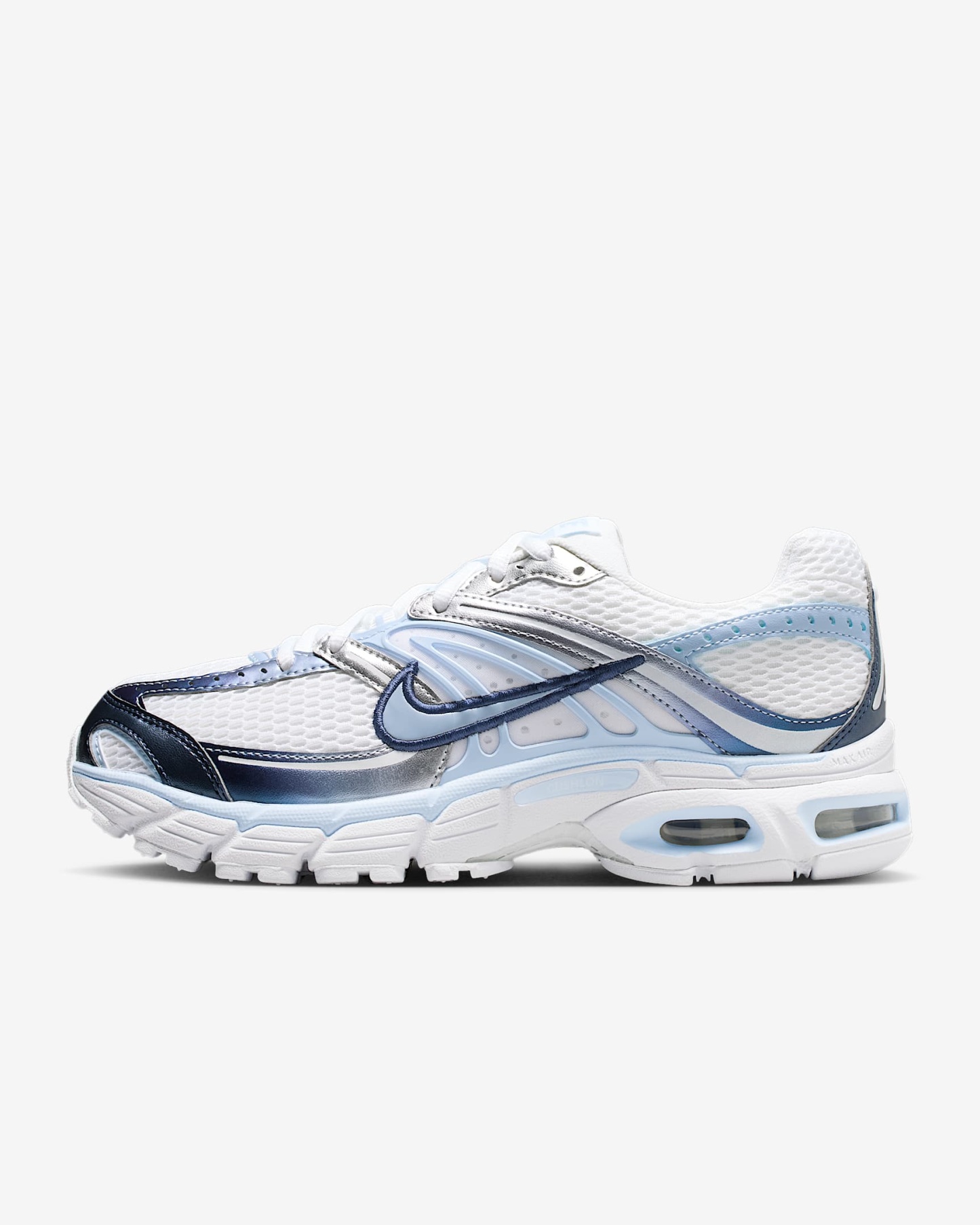 Nike Air Max Moto 2K Schuh (Damen) – Weiß/Metallic Silver/Midnight Navy/Hydrogen Blue