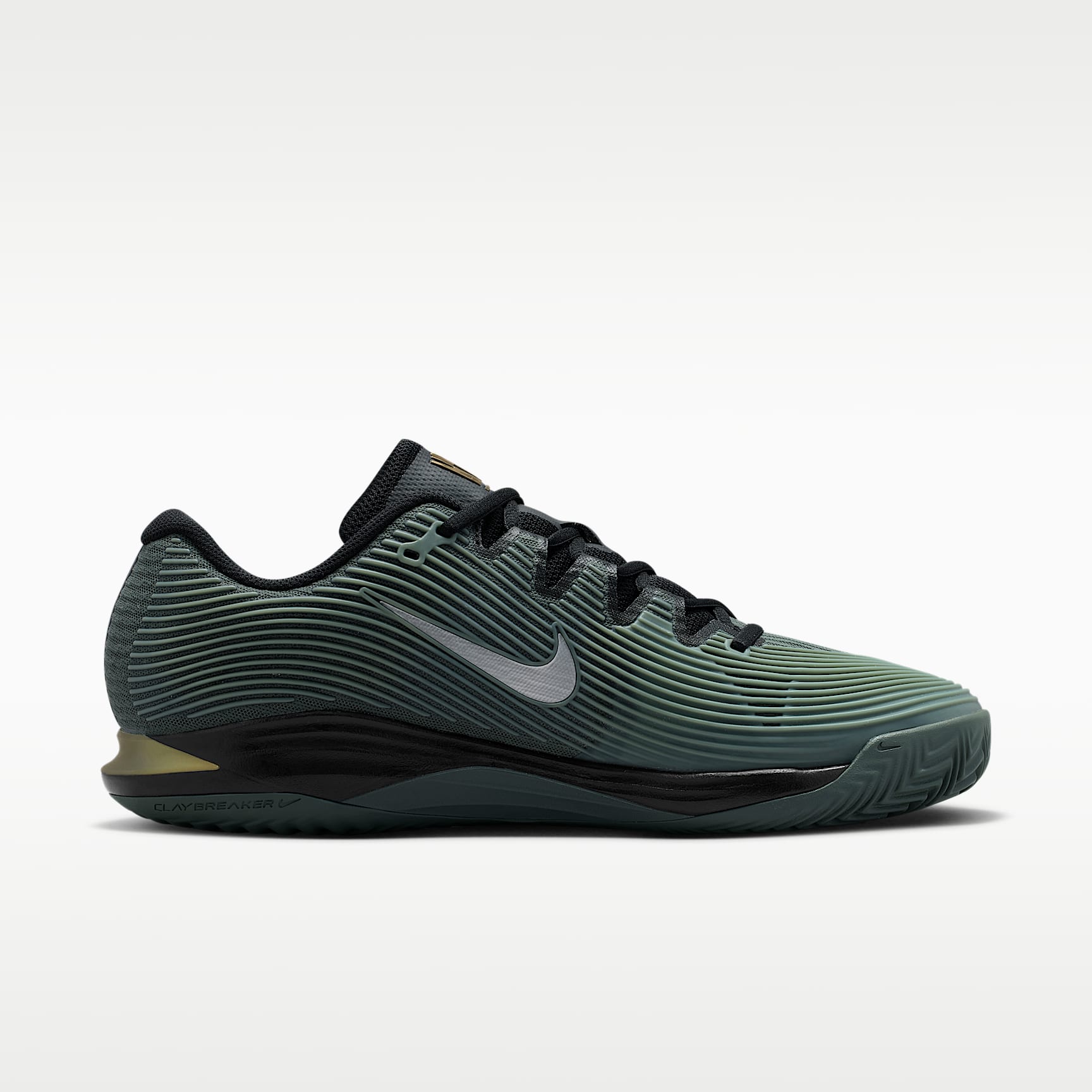 Nike Vapor 12 PRM Tennisschuhe für Clay Courts (Herren) – Camo Green/Metallic Gold/Schwarz/Pure Platinum
