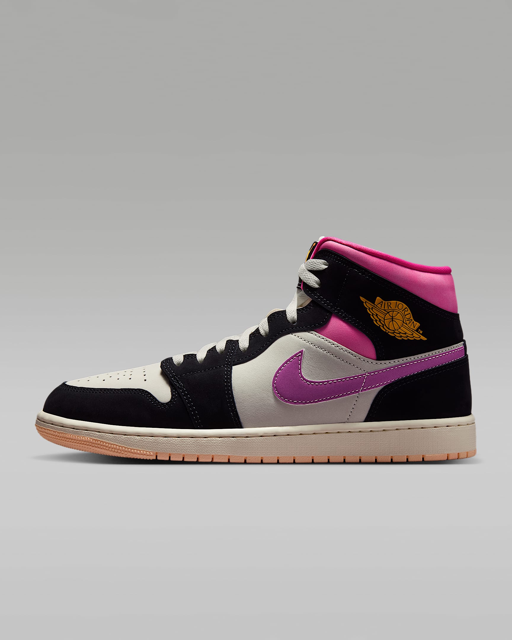 Air Jordan 1 Mid SE Schuh (Herren) – Schwarz/Sail/Pinksicle/University Gold
