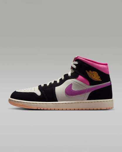 Air Jordan 1 Mid SE Schuh (Herren) – Schwarz/Sail/Pinksicle/University Gold