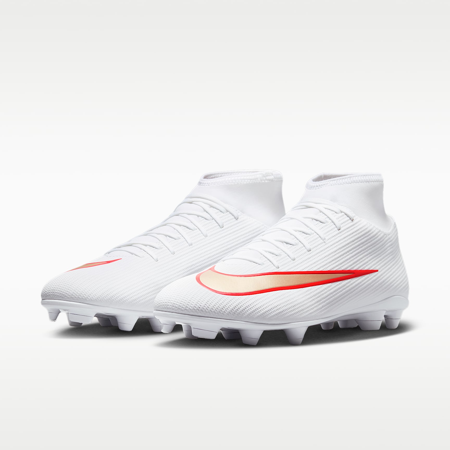 Nike Mercurial Superfly 11 Club High-Top-Fußballschuh für verschiedene Böden – Weiß/Bright Crimson/Blur