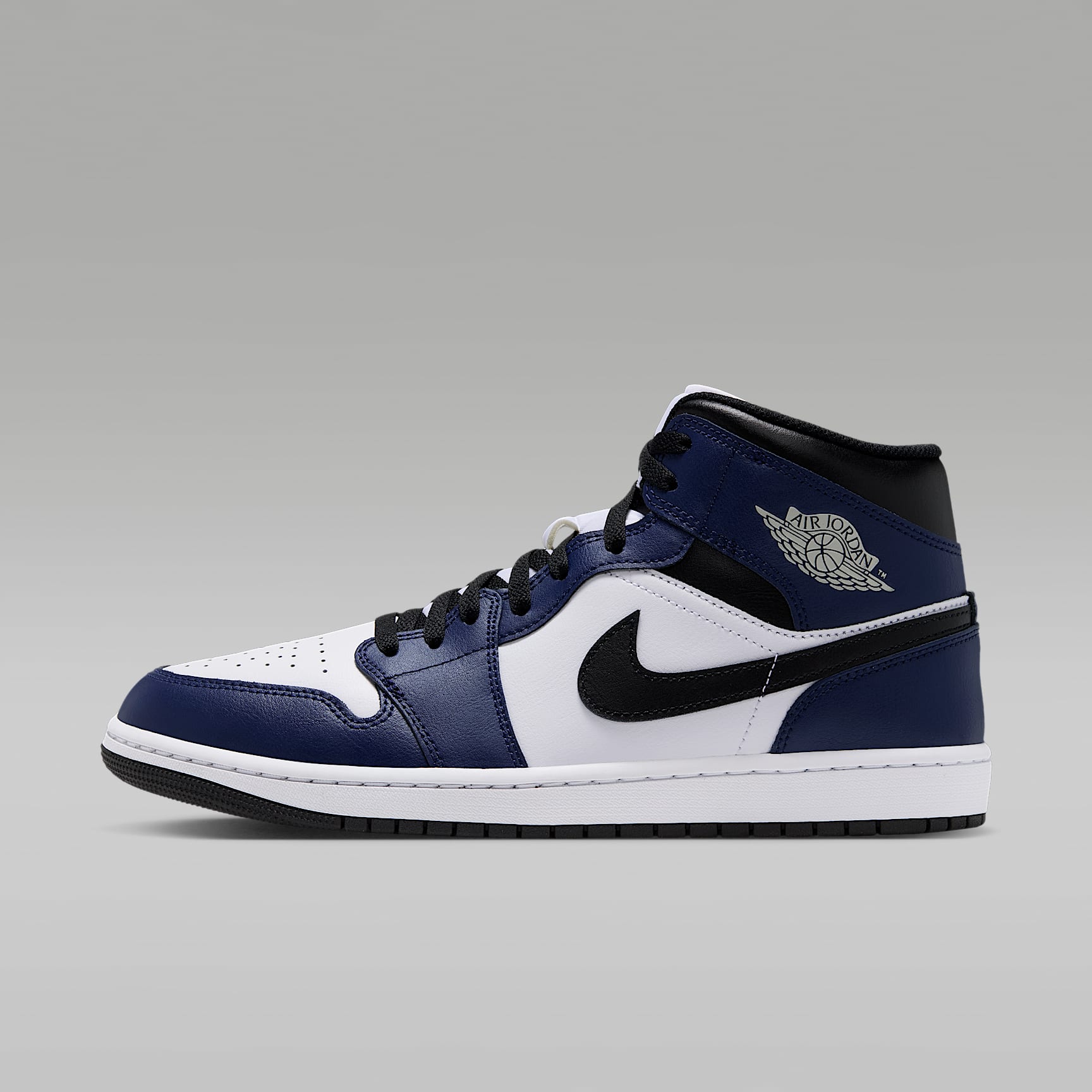 Air Jordan 1 Mid Herrenschuh – Weiß/College Navy/Weiß/Tech Grey