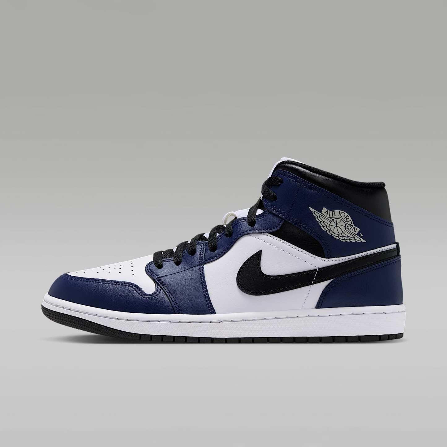 Air Jordan 1 Mid Herrenschuh – Weiß/College Navy/Weiß/Tech Grey