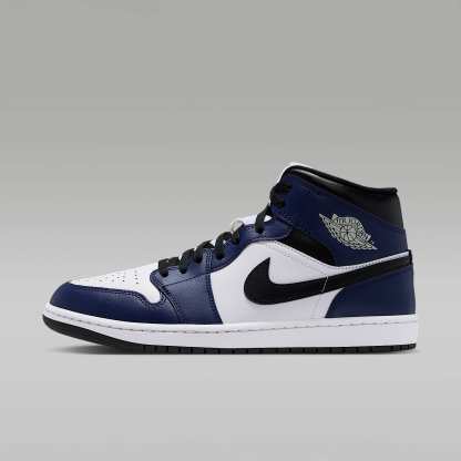 Air Jordan 1 Mid Herrenschuh – Weiß/College Navy/Weiß/Tech Grey