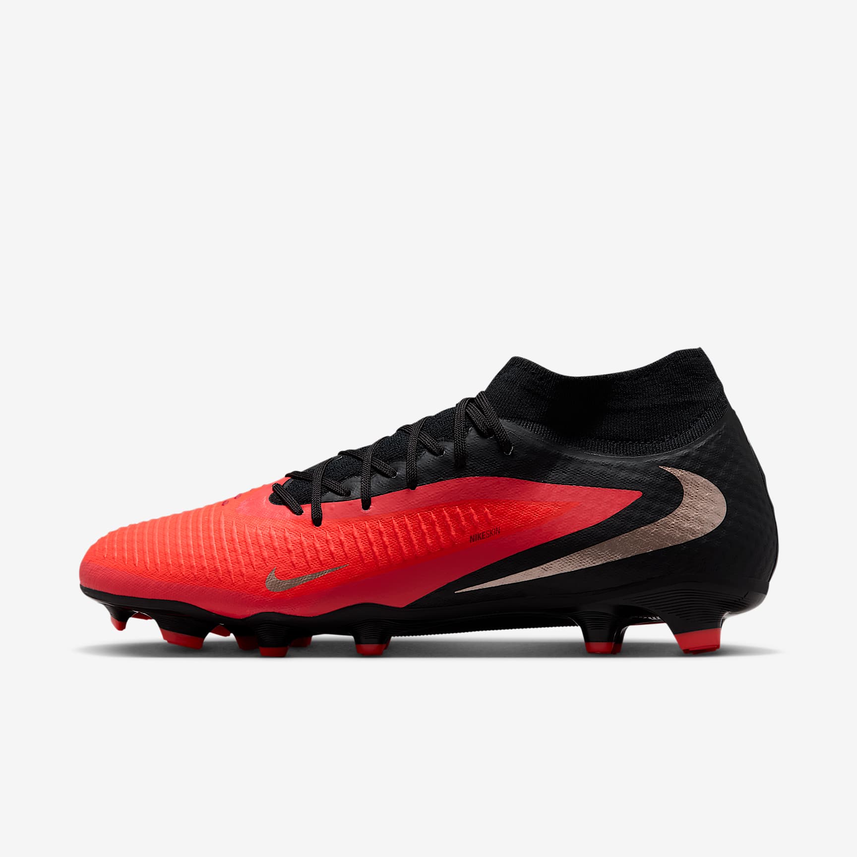 Nike Phantom 6 High Academy Fußballschuh für verschiedene Böden – Bright Crimson/Schwarz/Blur